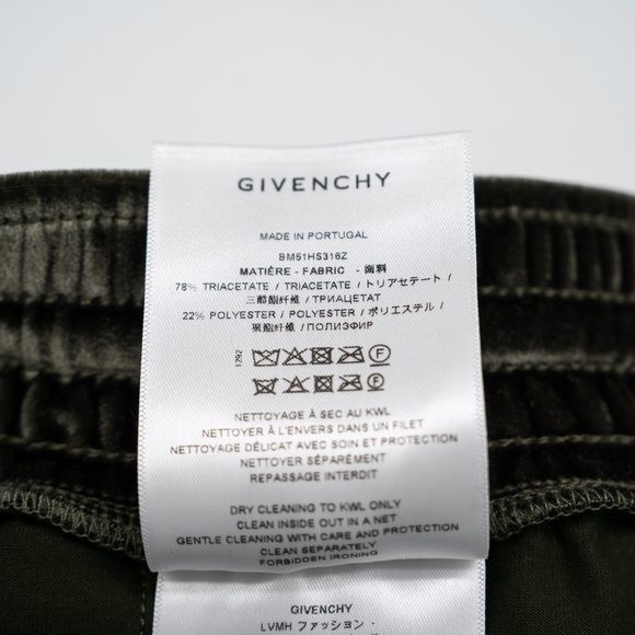 size M Givenchy Velvet Sweat Pants Green Monogram - Picture 9 of 9